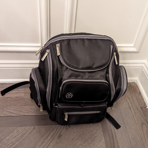 J is for Jeep Backpack Diaper Bag - Black/Grey - Picture 3 of 7